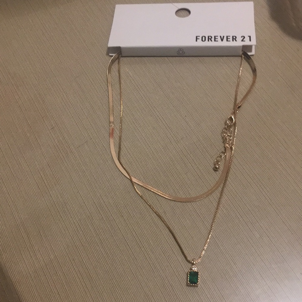 Forever 21 set of 2 necklaces emerald brand new with tags